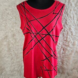 Vintage Picadilly Fashions Women's Red and Black Tank Top Size L